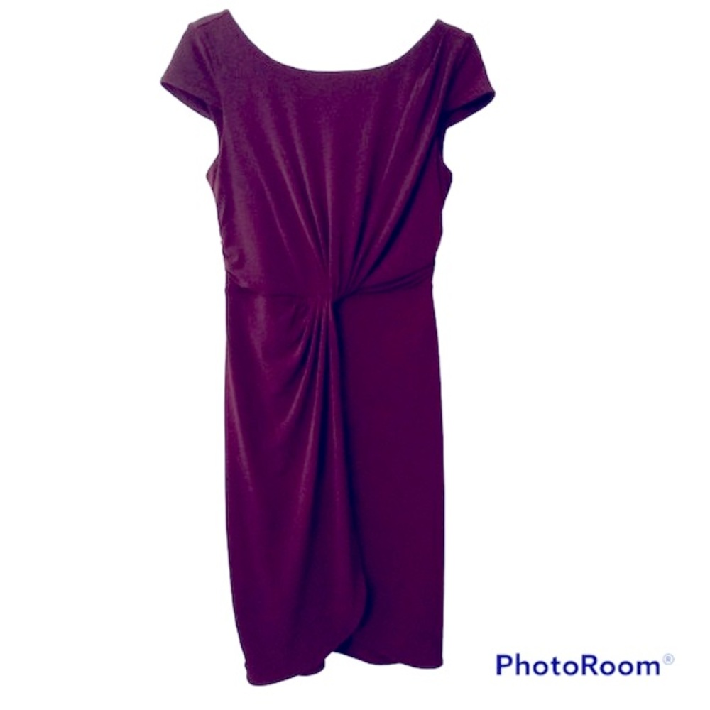 Victoria’s Secret Plum Twist Front Ruched Sheath Dress Cap Sleeve Sz Small